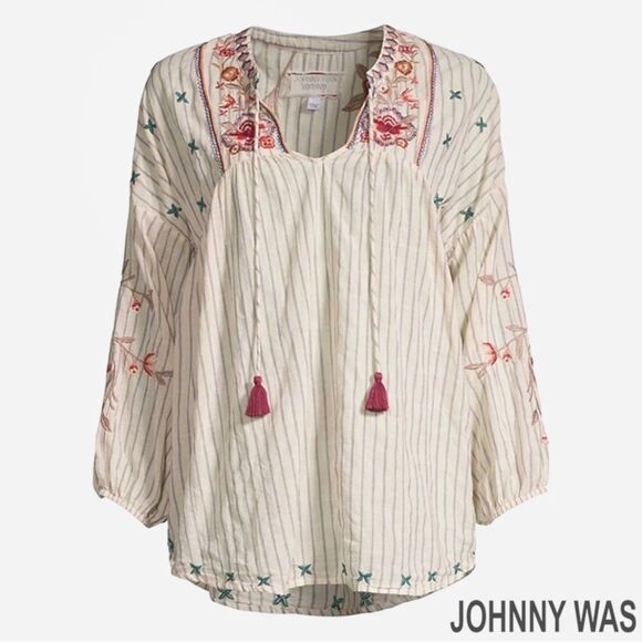 JOHNNY WAS **NWT** Chrysalis V-Neck Yoke Blouse - Picture 7 of 7